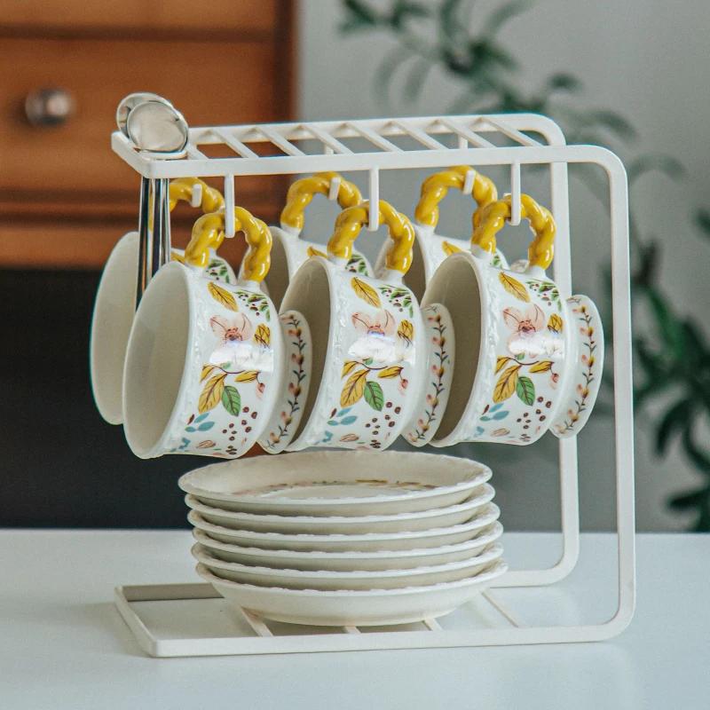 Cute Floral Lace Mug Ceramic Cup&saucer Dining Table Coffee Cup Milk Tea Mugs Afternoon Tea Teacup Fruit Juice Container