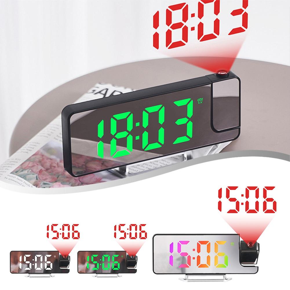 Projection Alarm Clock Desk Clock With Large Color LED Display Rotatable Ceiling/Wall-Projector For Bedroom Office Bathroom
