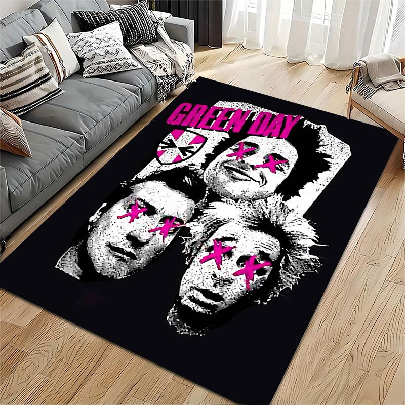 Green Day Graphic Artwork Carpet suitable as a non-slip mat for the living room or bedroom sofa