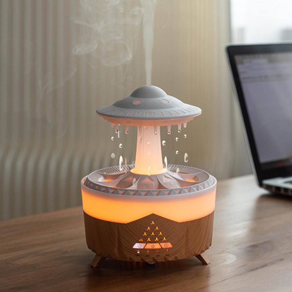 Rain Cloud Humidifier Water Drop Mushroom Humidifier, Automatic Off Aromatherapy Essential Oil Mushroom Diffuser, Suitable for Home Bedroom