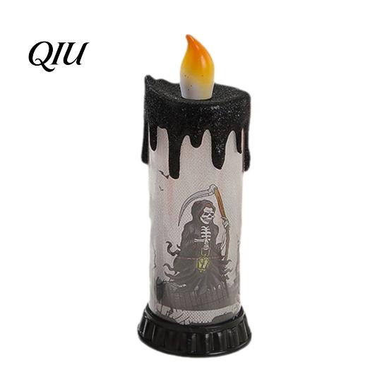 Electronic Halloween Candle Light, Fun Spooky LED Candle, 3-Color Flickering Safe Decoration Light Realistic Flame Battery for Party Decor