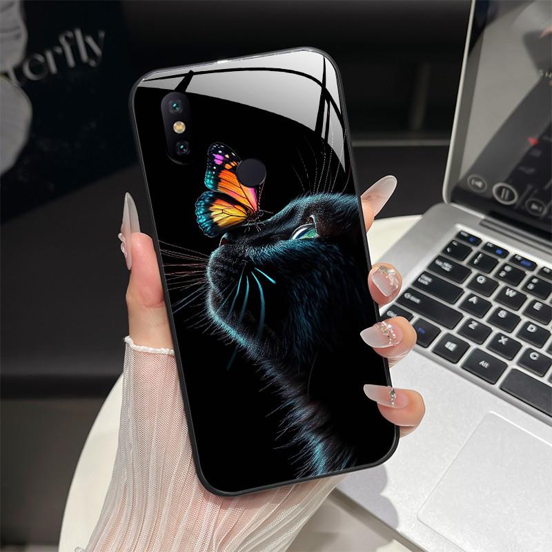 Чехол для телефона Xiaomi Mi A2 / Mi A2 Lite Модный фэнтезийный дизайн Закаленное стекло Бампер для MiA2 Lite Полная защита Задние крышки