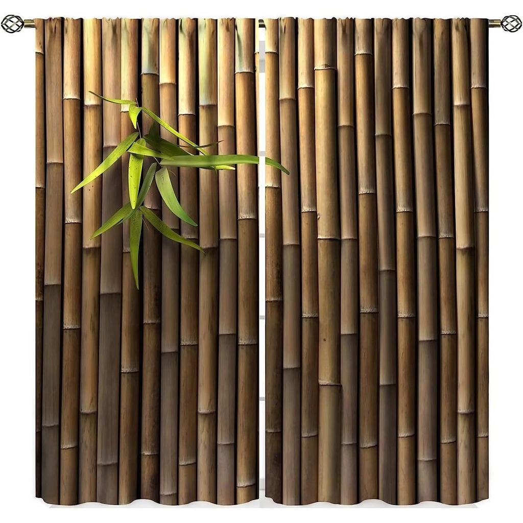 Шторы в стиле традиционной китайской каллиграфии, изображение бамбукового дерева, современные шторы с 3D-геометрией, дом и спальня, декор окон