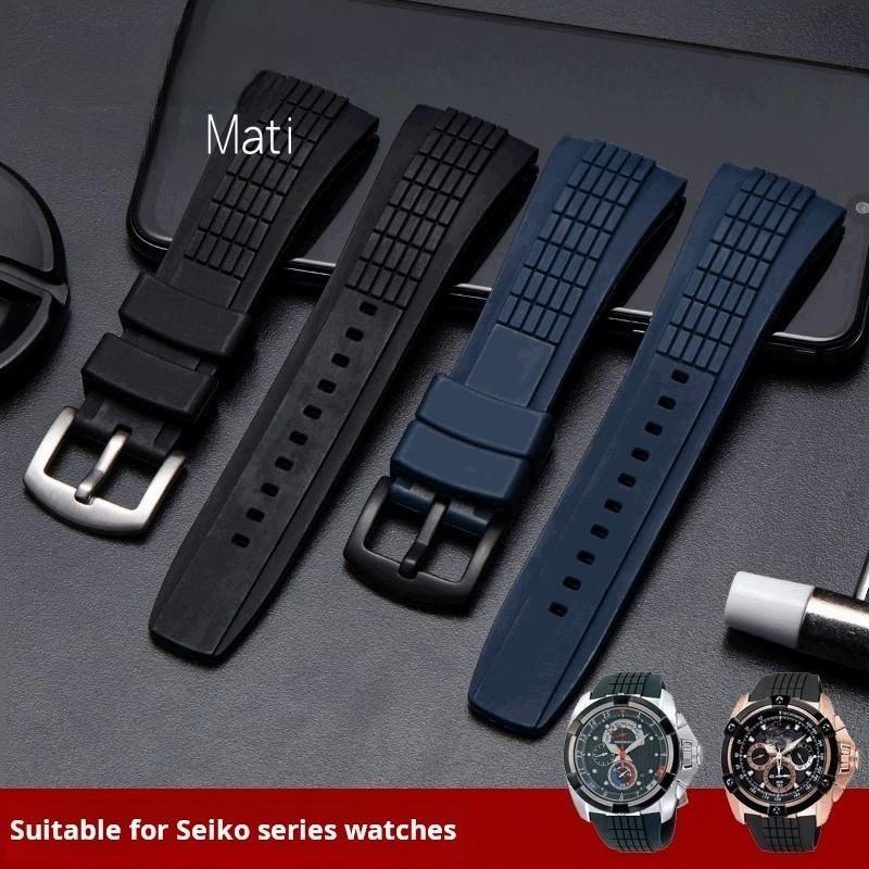 26 мм Синий изогнутый силиконовый ремешок для часов Seiko VELATURA/SRH 006 013 SPC007J1 SNAE17 мужские Спортивные резиновые аксессуары для ремешков часов