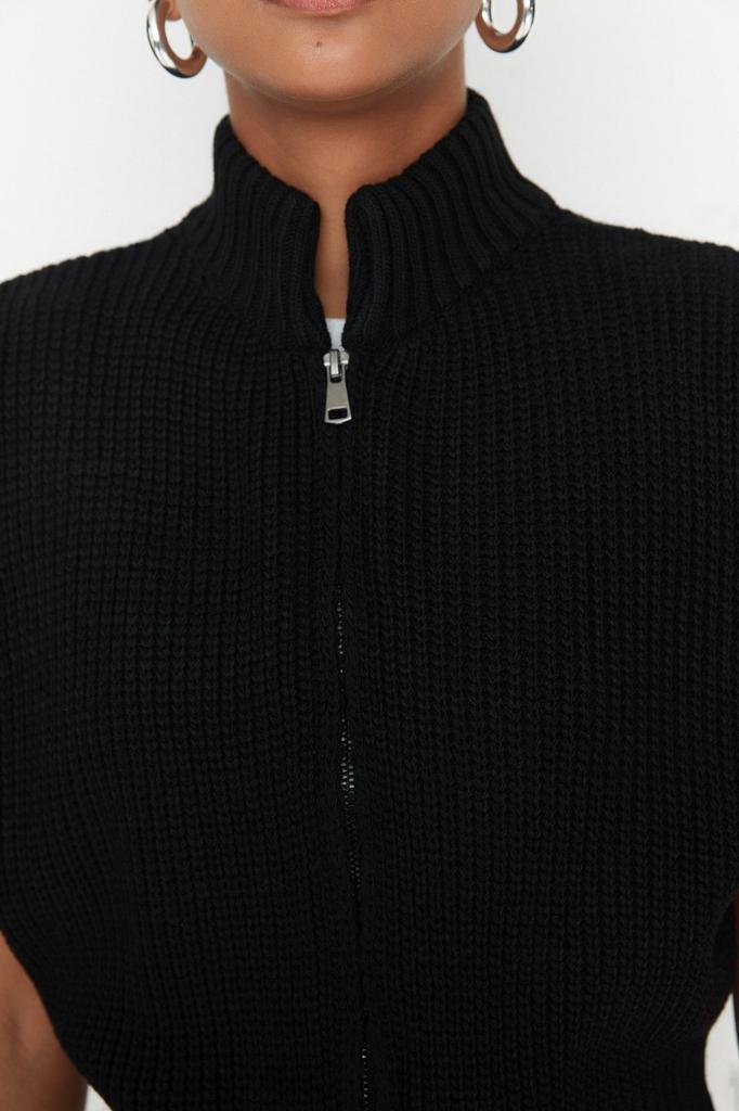 Женский модный стильный свитер, укороченный базовый трикотаж на молнии, жилет