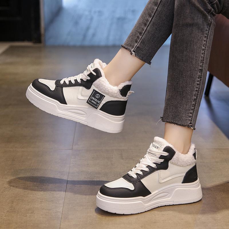 2025 Winter Velvet Warm Platform Cotton Shoes Women's Korean Version High-top Ins Tide Student Leisure Sports Women's Shoes K2705