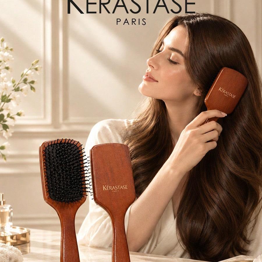 Kerastase Деревянная расческа для волос с воздушной подушкой в подарочной упаковке, расческа для стрижки с массажем кожи головы из натурального дерева, высококачественные аксессуары для ухода за волосами, подарки