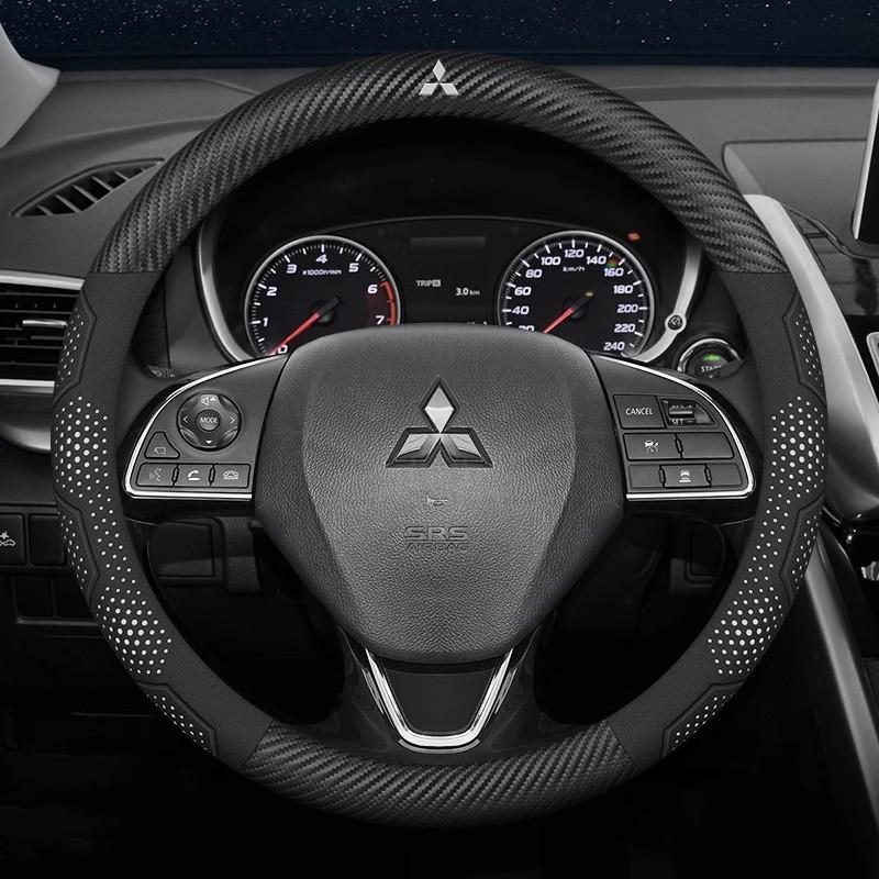 Car Suede Carbon fiber Leather Steering Wheel Cover For Mitsubishi Outlander Pajero Asx Lancer EX Evolution L200 Triton RALLIART