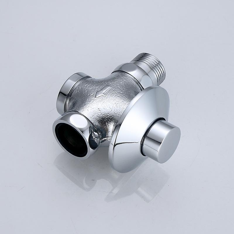 Heavy Duty Solid Brass Self-Closing Flush Valve Polished Chrome Push Button Water Saving for Squat Toilet Commercial Restroom