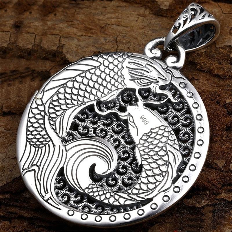 New Arrival Carp Pendant Necklace Women Jewelry Retro Sweater Chain Necklace Double Fish Playing In Water Lady Accessories