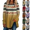 Women's Casual  Plus SizeLong Sleeved Round Neck Retro Printing T-shirt Top Pullover