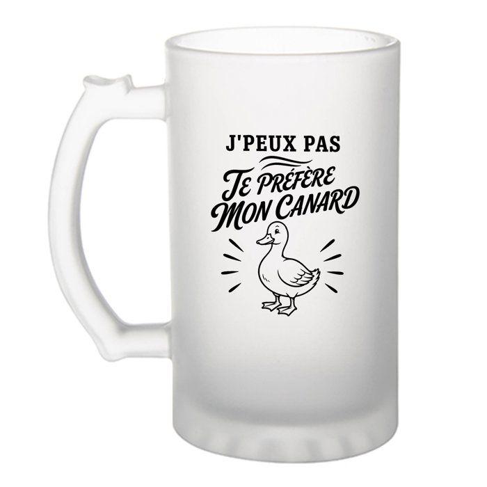 Chope à bière - PLANETEE - J'peux pas minimaliste - Verre trempé givré - 470 ml - Imprimée sublimation