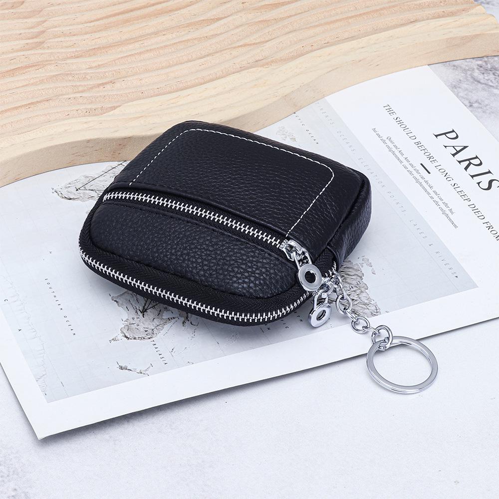 Женский мини-кошелек для монет из натуральной кожи на молнии - Компактное хранение водительского удостоверения, помады и наушников.