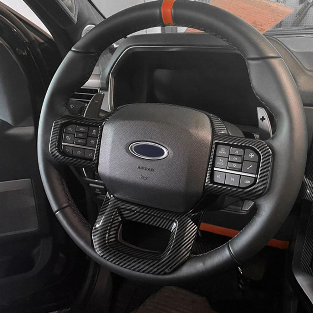 Car Steering Wheel Panel Cover Trim for Ford F150 F-150 2025 2025 2025 Trim Frame Decoration Sticker Carbon Fiber Accessories