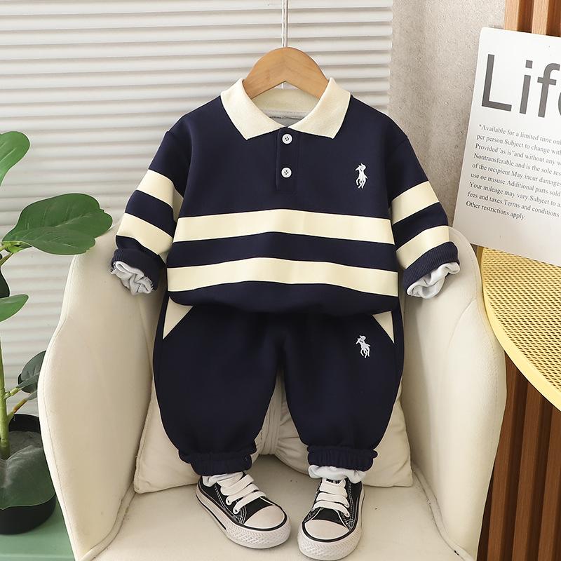 Детская одежда Детский комплект худи Осенний повседневный Поло с вышивкой Осеннее худи для мальчиков Комплект из двух предметов