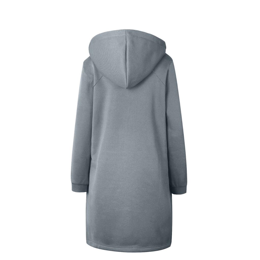 Women's Fashionable Solid Color Long Sleeved Hooded Pocket Casual Hoodie Jacket