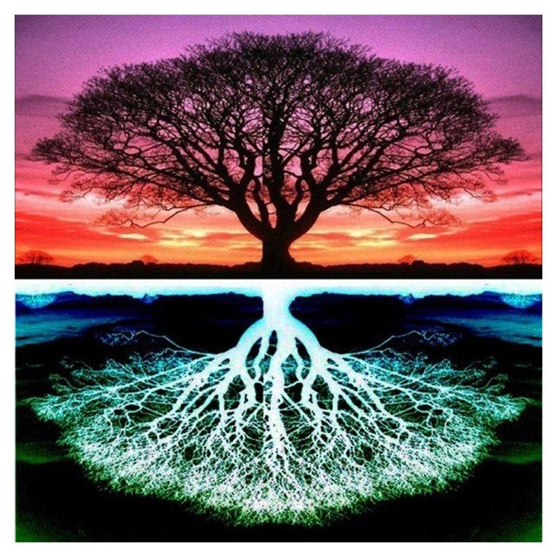 Полный круглый дрель Алмазная вышивка Распродажа Дерево Мозаика Художественная картина 5D DIY Алмазная картина Пейзаж Комплект Украшение дома Подарок