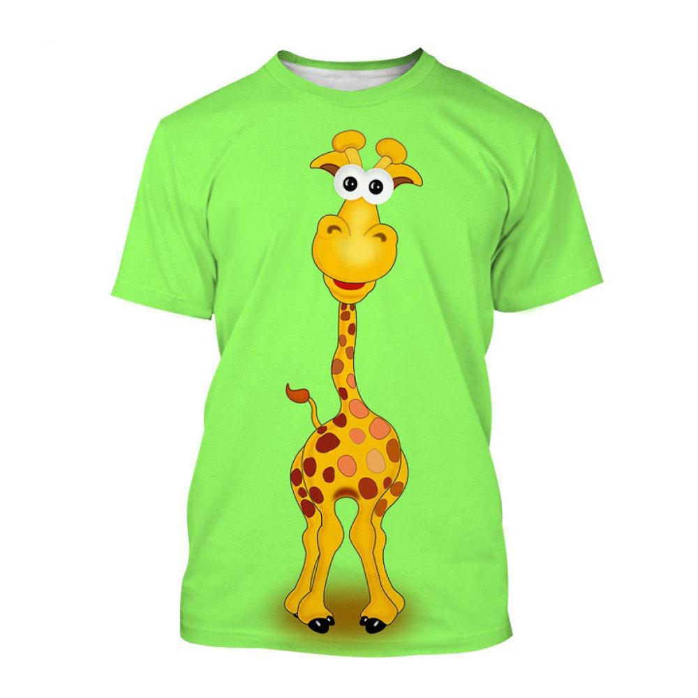 Fashion Funny Cartoon Animal Giraffe Graphic T Shirts For Men Summer Trend Casual Cute Harajuku Printed Round Neck Short Sleeve
