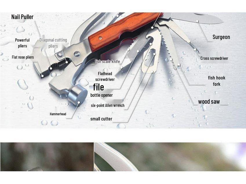 Портативный многофункциональный туристический топор-молоток – Аварийный инструмент для улицы и автомобиля с коническим гвоздодером