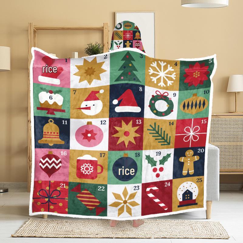 Christmas Festival Wearable Hooded Flannel Blanket Shawl