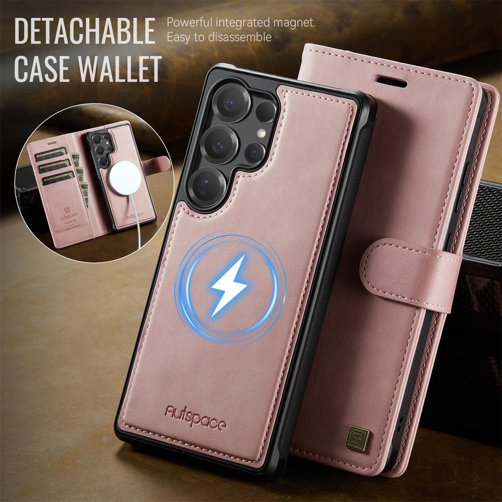 2-in-1 Magnetic Detachable Wallet Case for Samsung Galaxy S25/S25 Plus/S25 Ultra/S25 Edge - PU Leather, Card Slots, Wireless Charging, 360° Protection