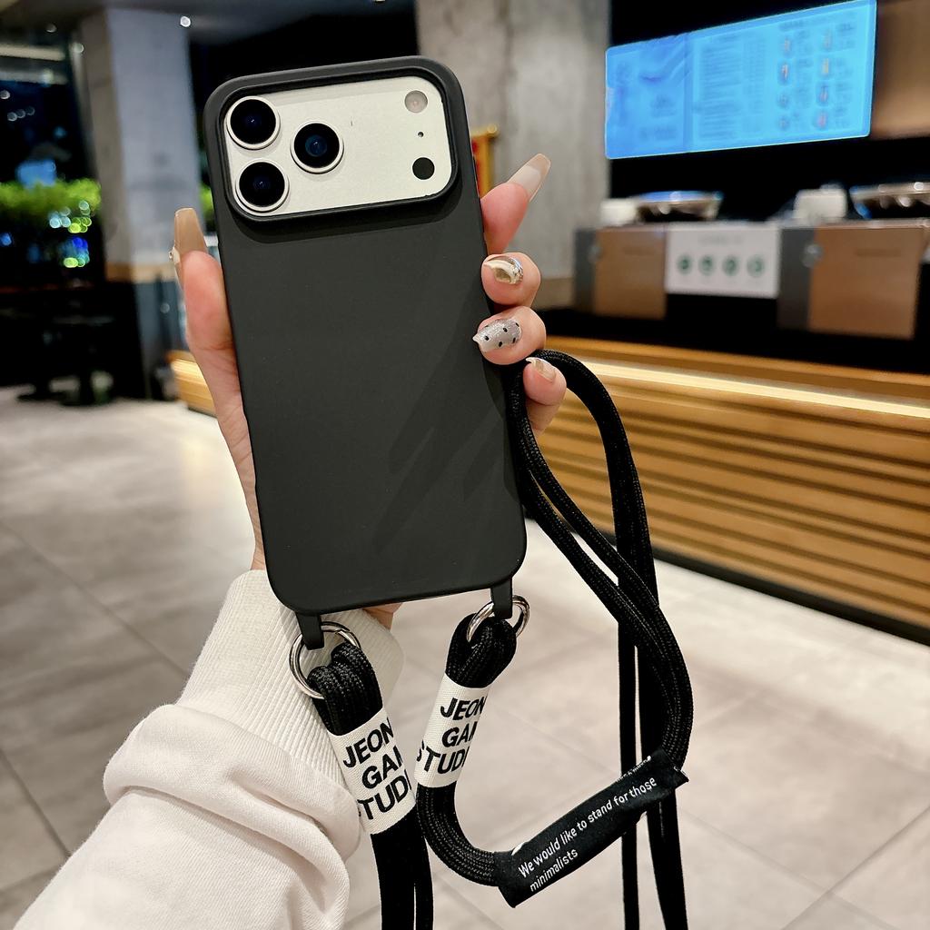 Чехол из жидкого силикона с двумя шнурками через плечо для iPhone 17 Air 17 16 15 14 13 12 11 Pro Max X XR Max 7 8 Plus Samsung S25 S24 23 Ultra Plus