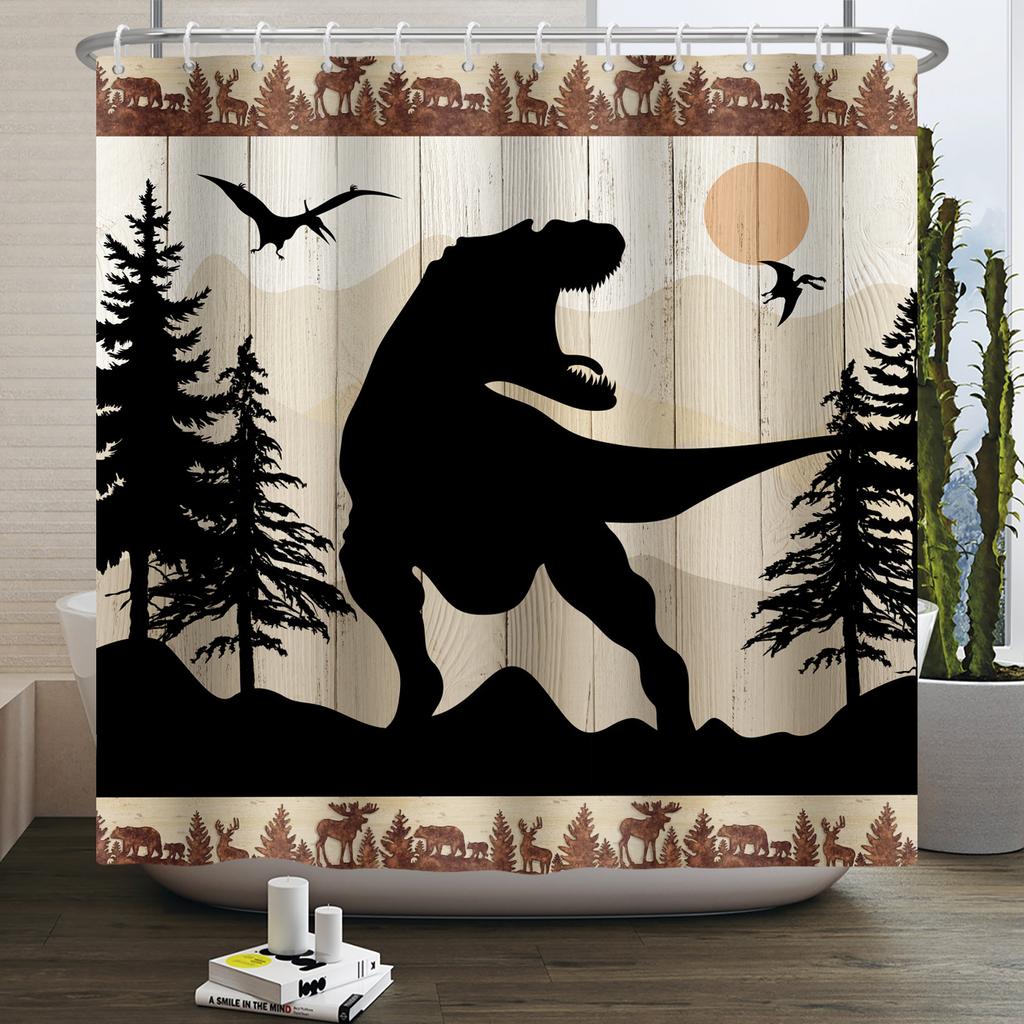 Забавная шторка для душа с динозаврами для ванной комнаты, милая шторка для ванной с животными, крутая шторка для ванной с динозаврами для детей, водонепроницаемая шторка для ванной, декор