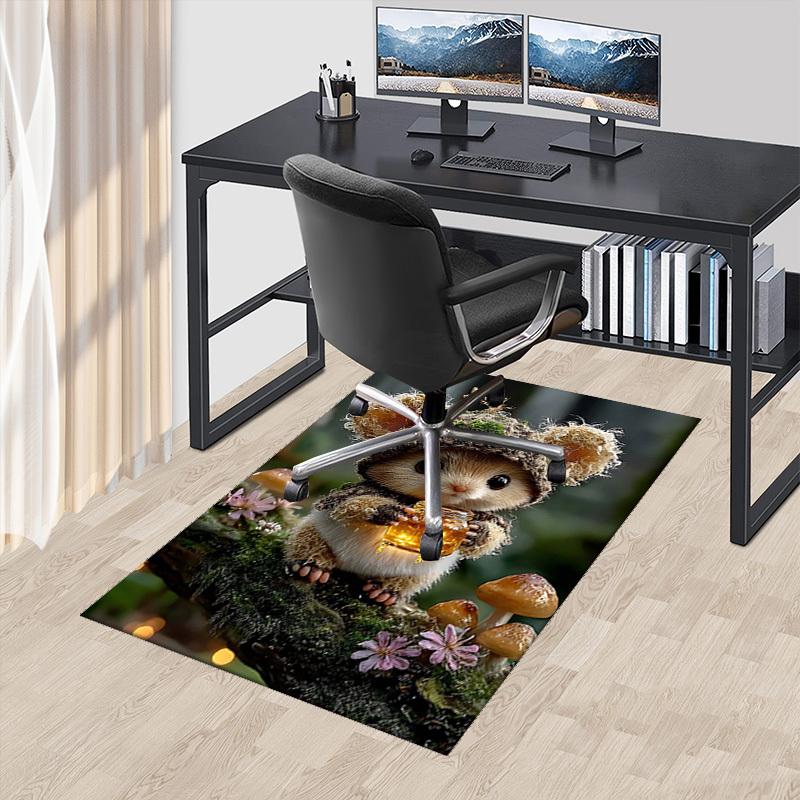 1pc Anime Mouse Chair Mat - Honey Jar Design Office Rug - Non-Slip Carpet for Desk Chairs - Festive Gift for Home Decor - Suitable for All Seasons - P