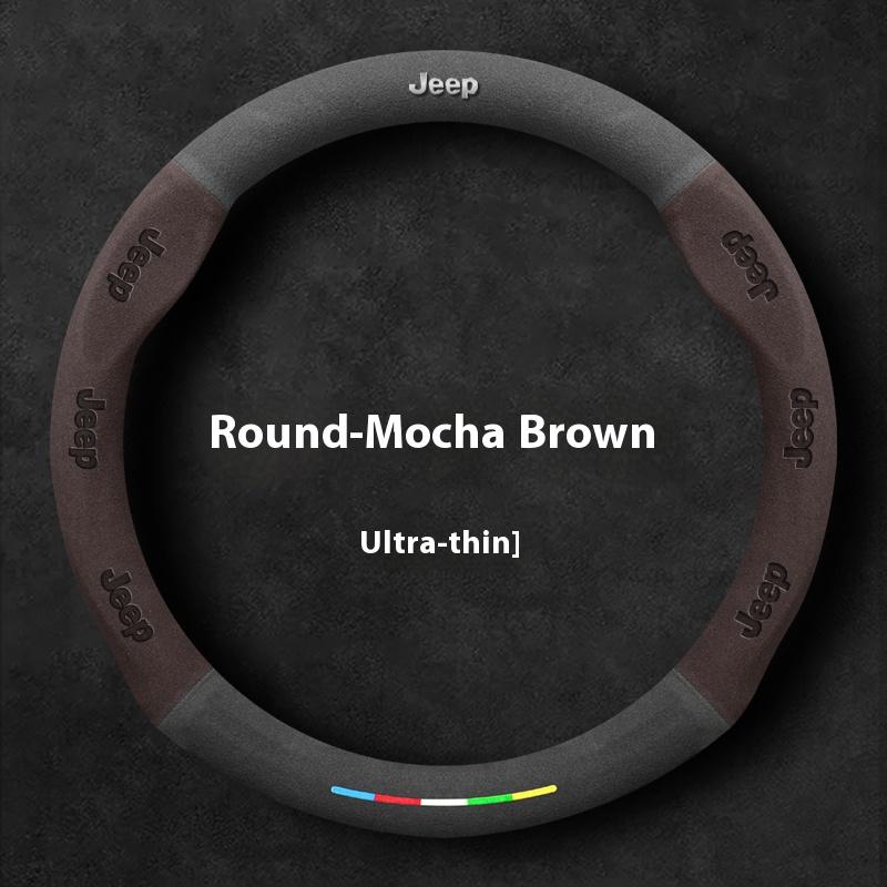 Suede Anti-Slip Car Steering Wheel Cover Jeep Wrangler JK Patriot Commander Grand Cherokee Compass Wagoneer Gladiator Renegade