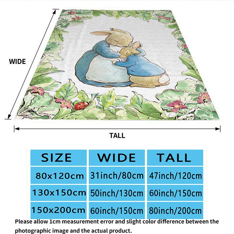 1PC Peter Rabbit Patterned Flannel Blanket Suitable For All Seasons For Home Decor Warmth And Comfort Gifts Holiday Present