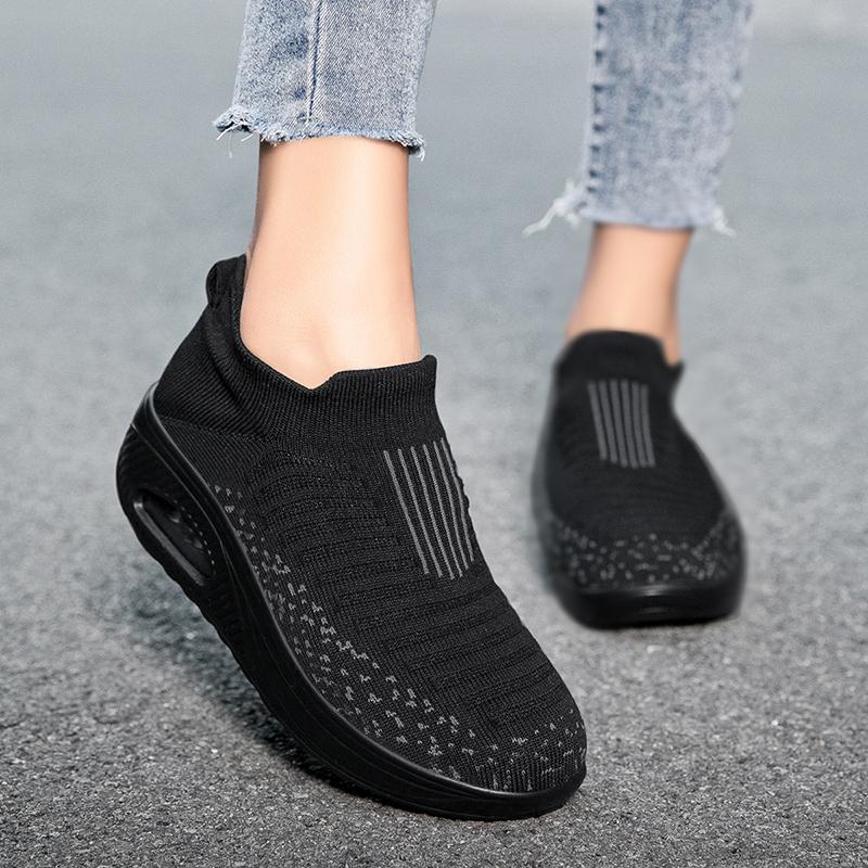 2025 Women Walking Shoes Air Cushion Non Slip Orthopedic Shoes Ladies Platform Mules Breathable Wedge Female Sneakers