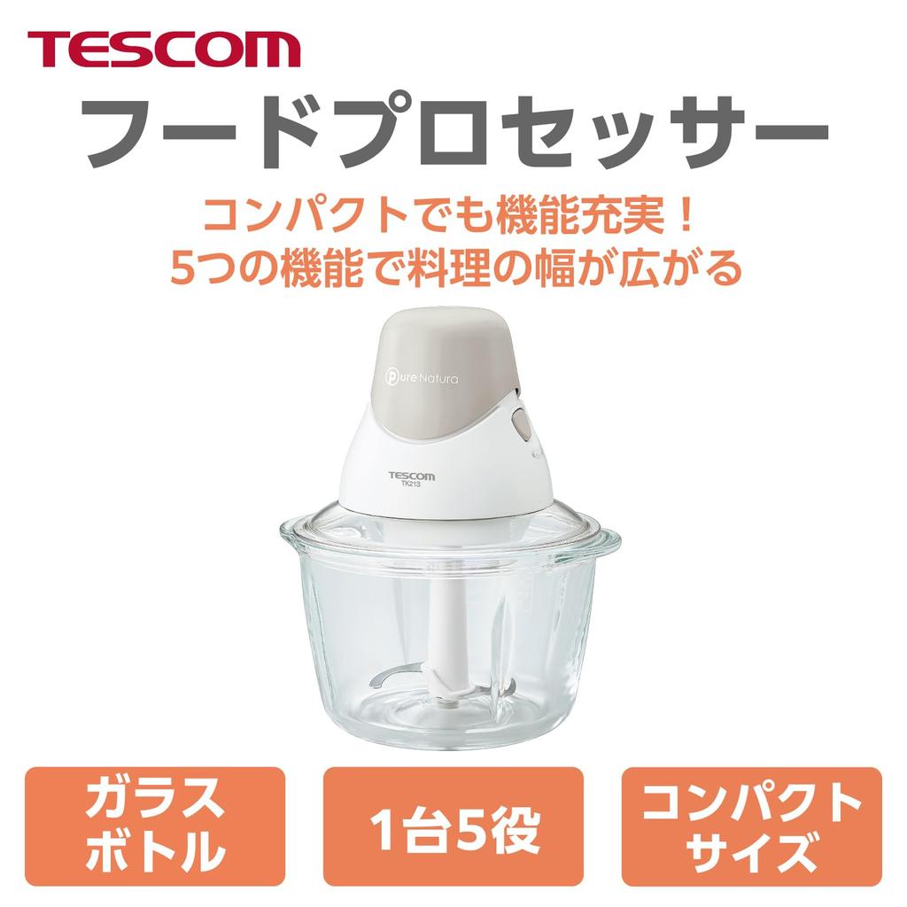 Кухонный комбайн Tescom Компактная терка для приготовления масла 2 стакана для гамбургеров, книга рецептов, белый TK213 W, (грубый/тонкий), взбивание, > стейки,