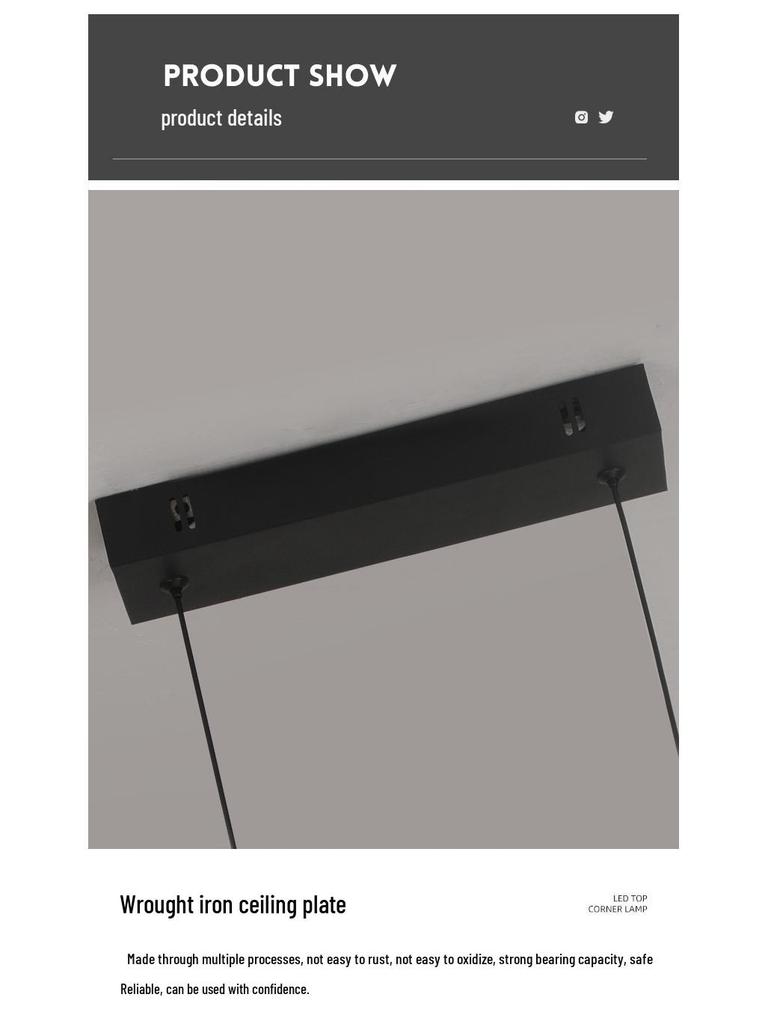 Минималистичная итальянская черная светодиодная люстра: Изящная длинная полоса для ресторана, бара, офиса