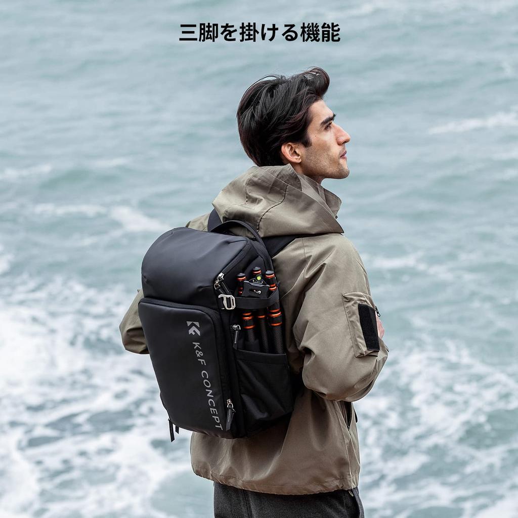 Camera DSLR Two Compartments and Expandable Capacity [K&F CONCEPT] Backpack, Compatible, 25L, (Upper Lower), Waterproof,
