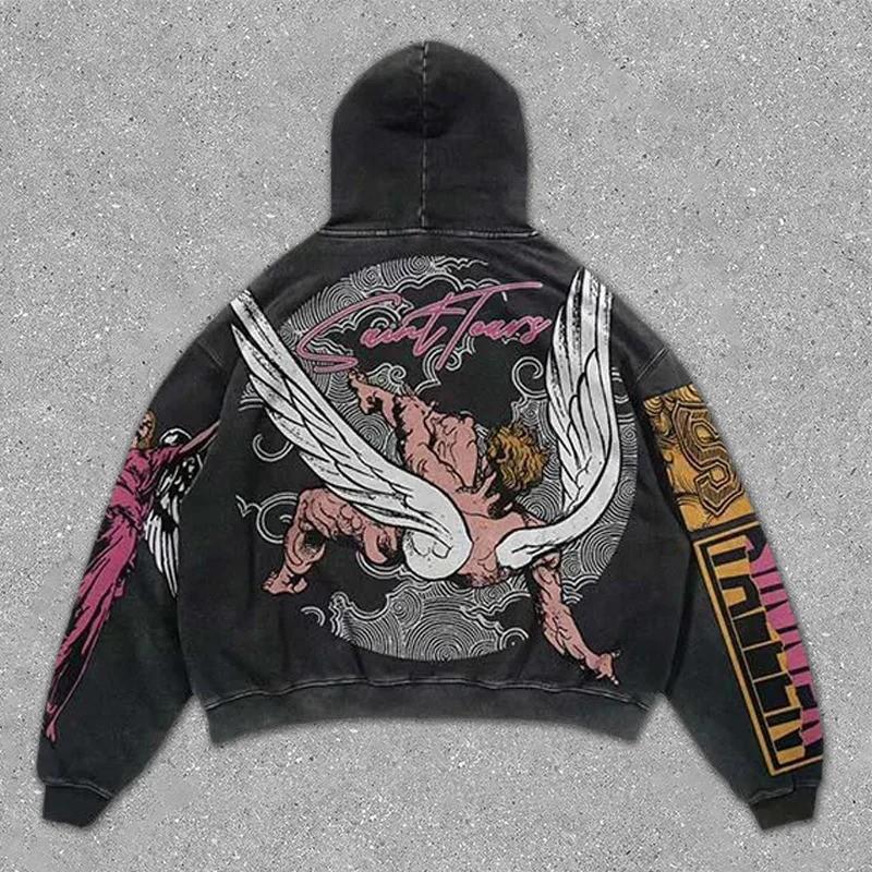2026 Skull Print Hoodie Men - Lightweight Air Layer Sweatshirt Casual Streetwear Long Sleeve Pullover With Front Pocket