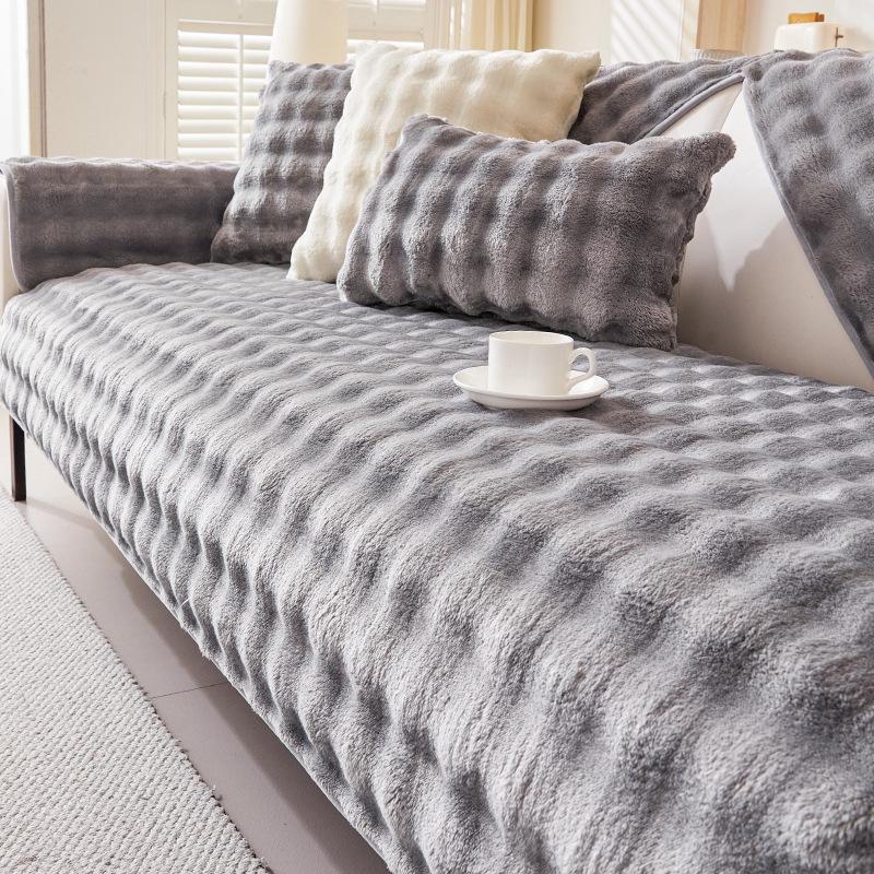 2024 Internet Celebrity Plush Sofa Cushion: Thick, Non-Slip Winter Sofa Cover with Backrest Seat Cover