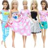 5 Girlish Outfits for 30cm Dolls Floral Dress Flower Shorts Tops Pink Clothes for 1/6 11.5 Inch Doll Gift Set for Girl Toy