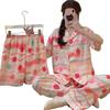 Dopamine Girl Cloud Cotton Pajamas Short-Sleeved Three-Piece Set Striped Wind Loungewear
