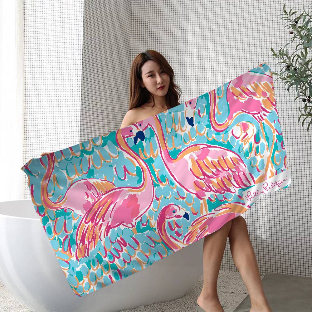 Модное пляжное полотенце L-Lilly pulitzer в стиле аниме, мягкое, впитывающее, салфетка для умывания, детские подарки для детей, для путешествий, кемпинга, спортзала