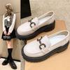 Loafers Women's Platform Black Retro Breathable Single Shoes 2025 New Autumn British Style Small Leather Shoes Soft-soled Women's Shoes