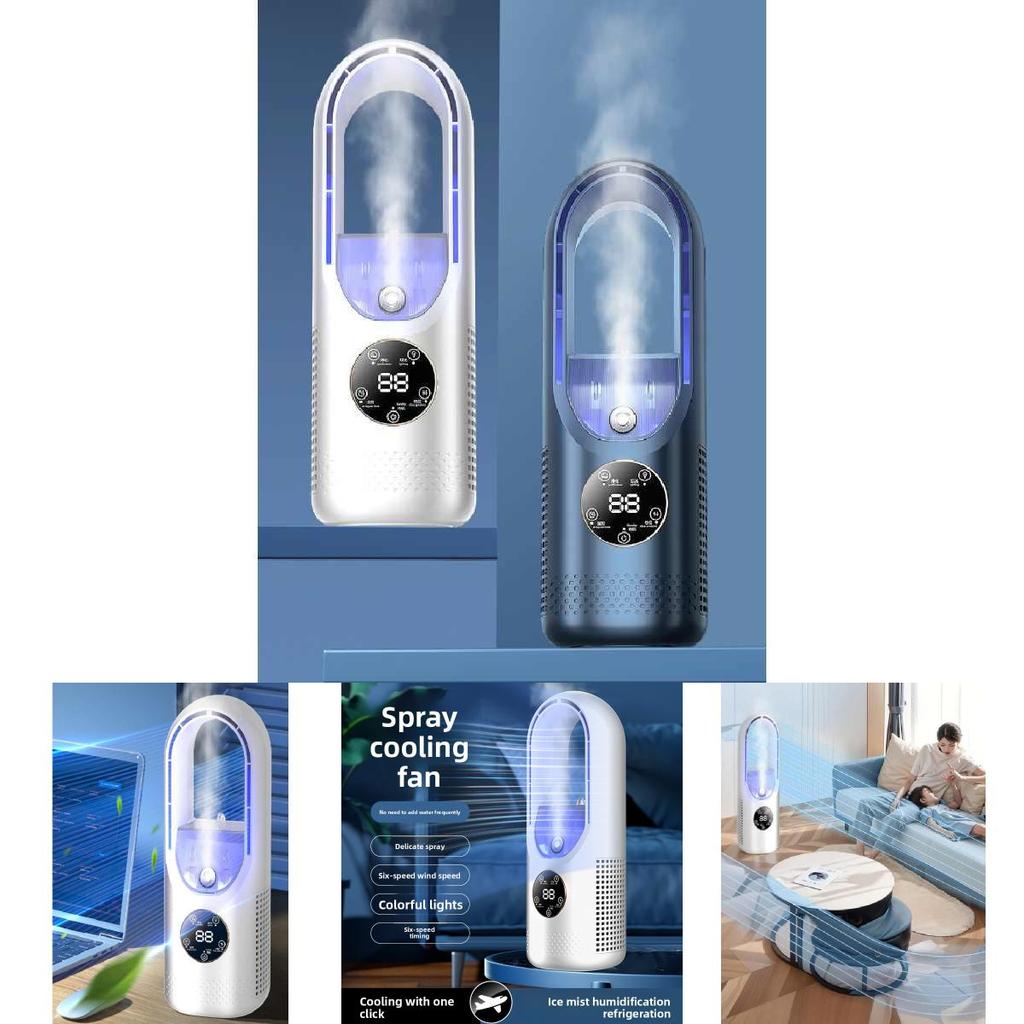 Rechargeable Usb Desktop Fan With Spray Humidifier And Touch Operation For Home And Gift