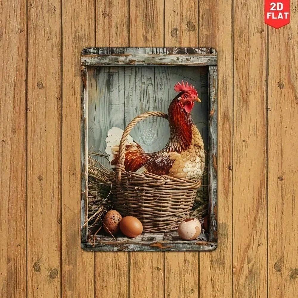 Винтажная металлическая табличка Ферма Куриные Яйца Кухонное Настенное Искусство