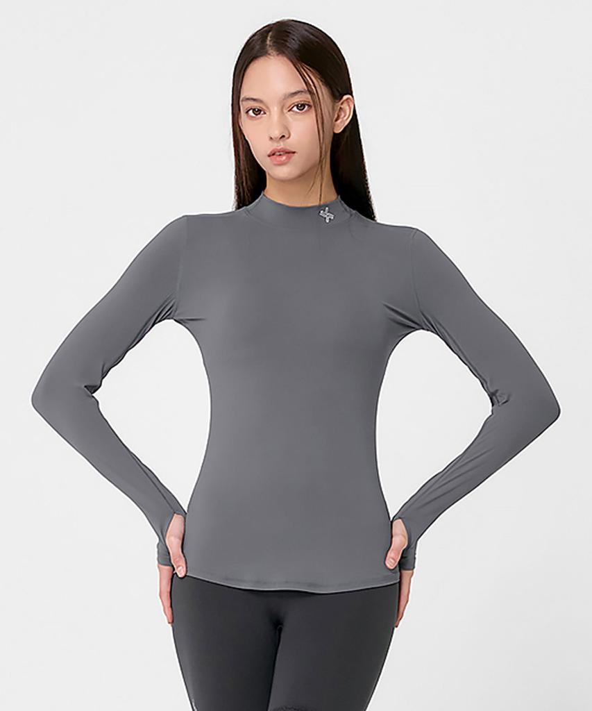 XEXYMIX Mock Neck Fingerhole Basic T-Shirt Blooming Grey Xt4367G