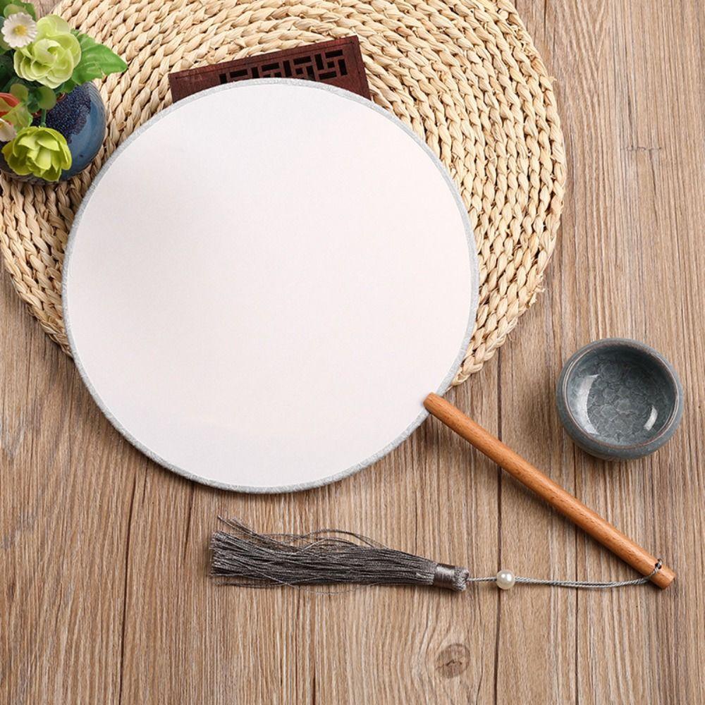 Вышивка Пустой Круглый Ручной Веер Китайский Стиль Деревянный Шелковый Ручной Веер Веер для Танцев Аксессуары для Ханфу