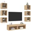 8-Częściowy Zestaw Mebli Tv Z Led, Dąb Sonoma