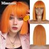 Orange Short Bob Straight Wigs Bangs Synthetic Wig Black Red for Women Daily Use High Temperature Fibers