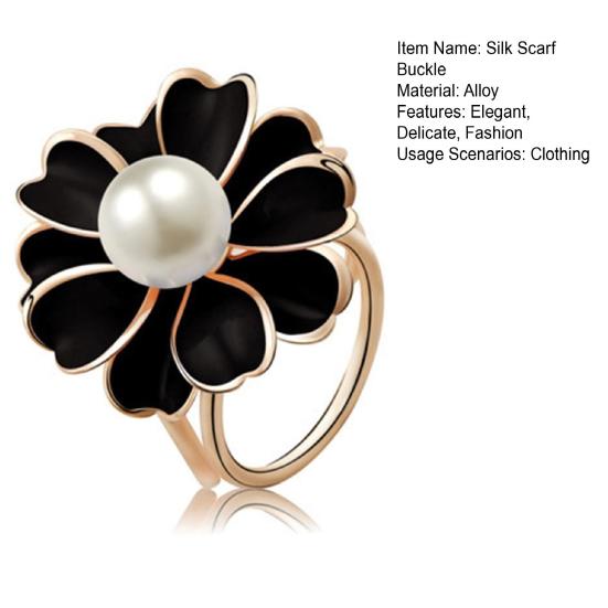 Привлекательный шелковый шарф с пряжкой, красивые аксессуары для одежды из сплава, три кольца