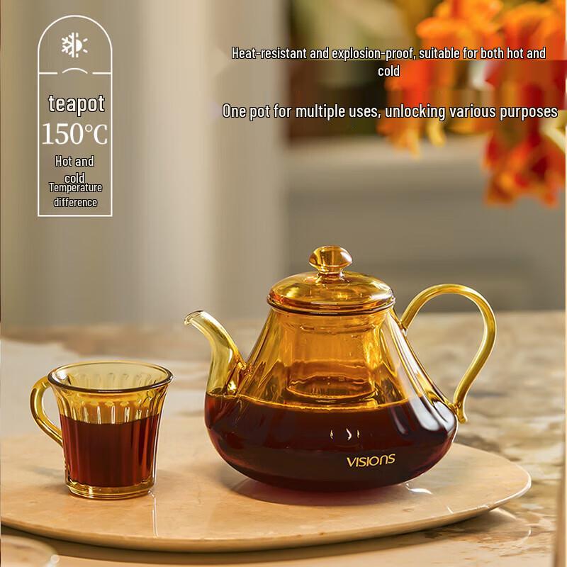 Corning Heat-Resistant Glass Teapot & Cup Set