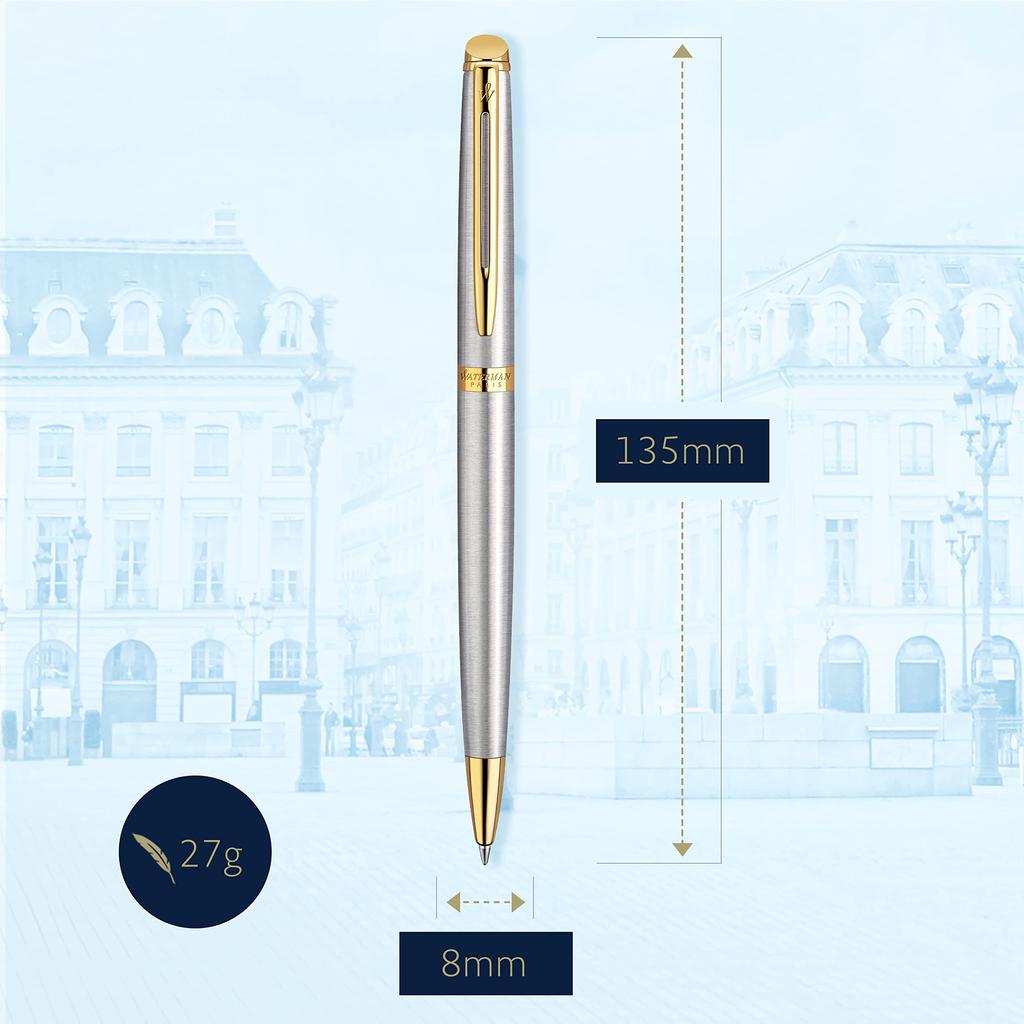 Шариковая ручка Waterman Official Metropolitan, люксовый бренд, подарочная, Essential, нержавеющая сталь, GT S0920360, на масляной основе
