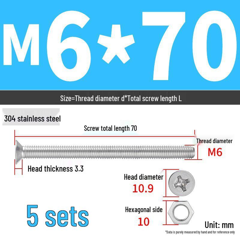 Набор Extra Long Phillips Flat Head Винтов и Гаек из Нержавеющей Стали 304 (2М, 3М, 4М)